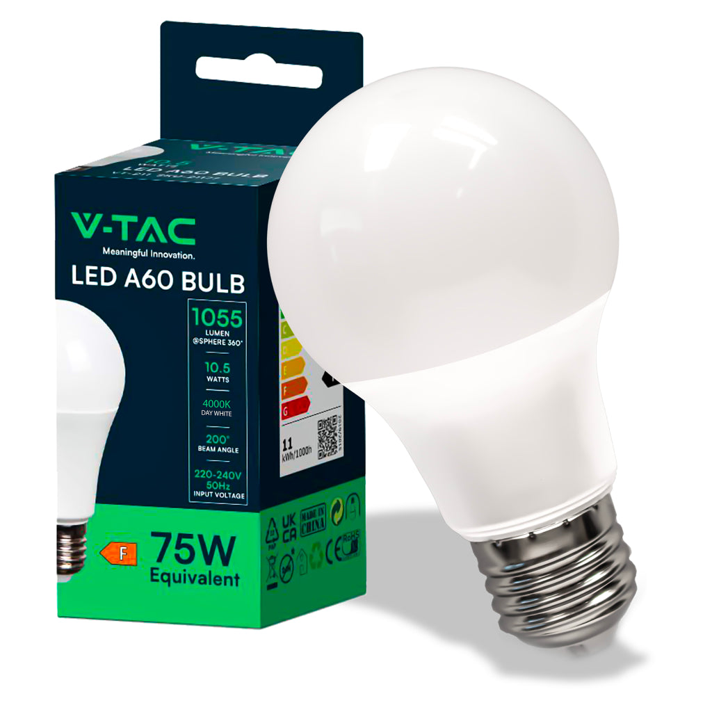 V-TAC Lampadina LED E27 10.5W 100LM/W A60 6500K