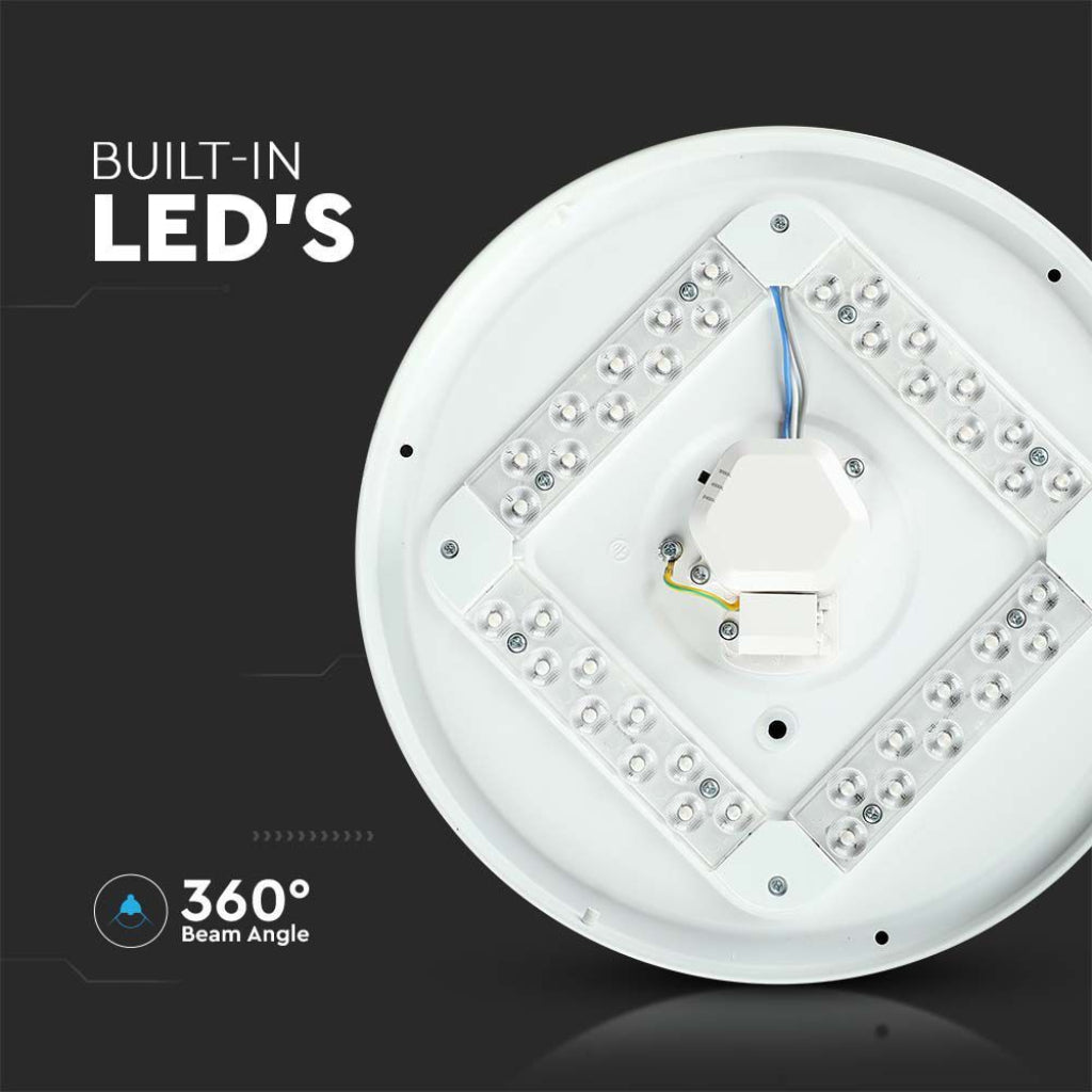 V-TAC Plafoniera LED Rotonda 18W con Interruttore Cambia Colore 3 in 1 Satinata d: 300mm h: 45mm
