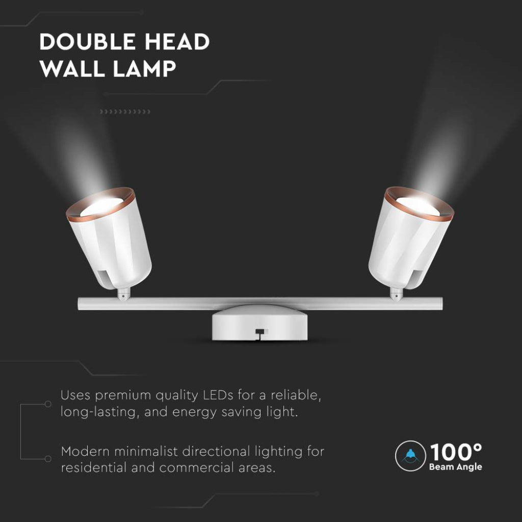 V-TAC Faretto LED da Muro Doppio 12W con Testa Orientabile Colore Bianco 4000K IP20