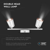 V-TAC Faretto LED da Muro Doppio 12W con Testa Orientabile Colore Bianco 4000K IP20