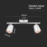 V-TAC Faretto LED da Muro Doppio 12W con Testa Orientabile Colore Bianco 4000K IP20