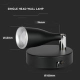 V-TAC Faretto LED da Muro 4,5W con Testa Orientabile Colore Nero 4000K IP20