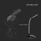 V-TAC Lampada LED da Tavolo Rotonda 4W Multifunzione 3 in 1 con Caricatore Wireless Colore Nero