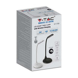 V-TAC Lampada LED da Tavolo Rotonda 4W Multifunzione 3 in 1 con Caricatore Wireless Colore Nero