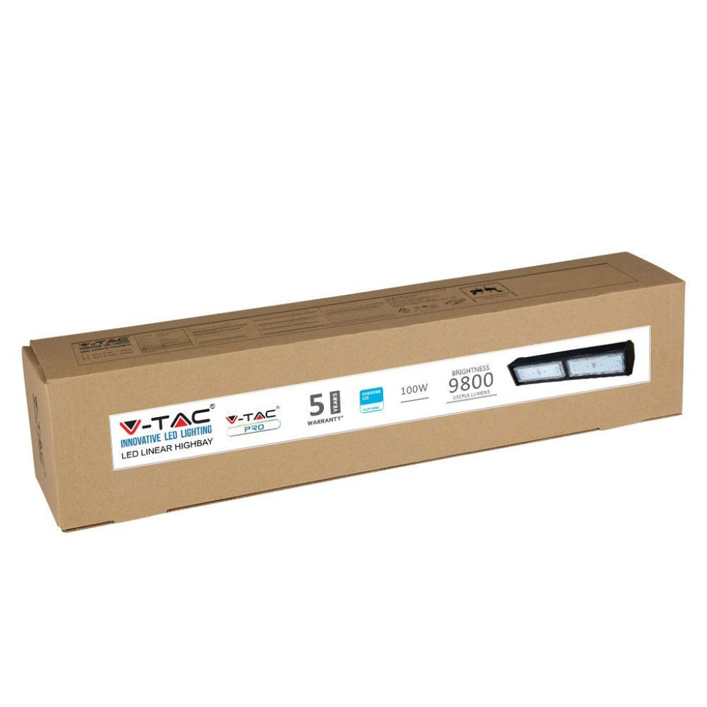 V-TAC PRO Campana Industriale LED Lineare Chip Samsung 100W Colore Nero 4000K IP54