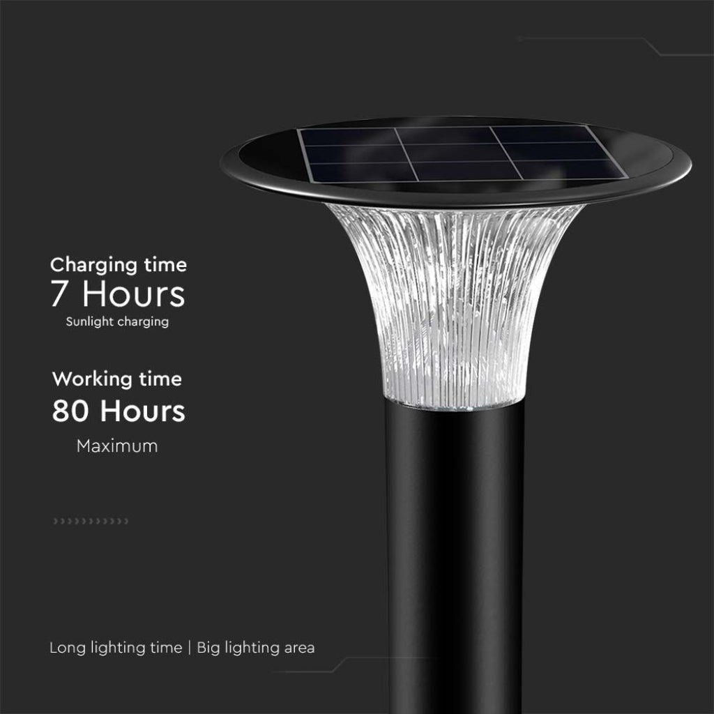V-TAC Lampada LED Solare 15W da Terra con Palo e Batteria LiFePO4 3.2V Colore Nero CCT: 6000K+4000K IP65