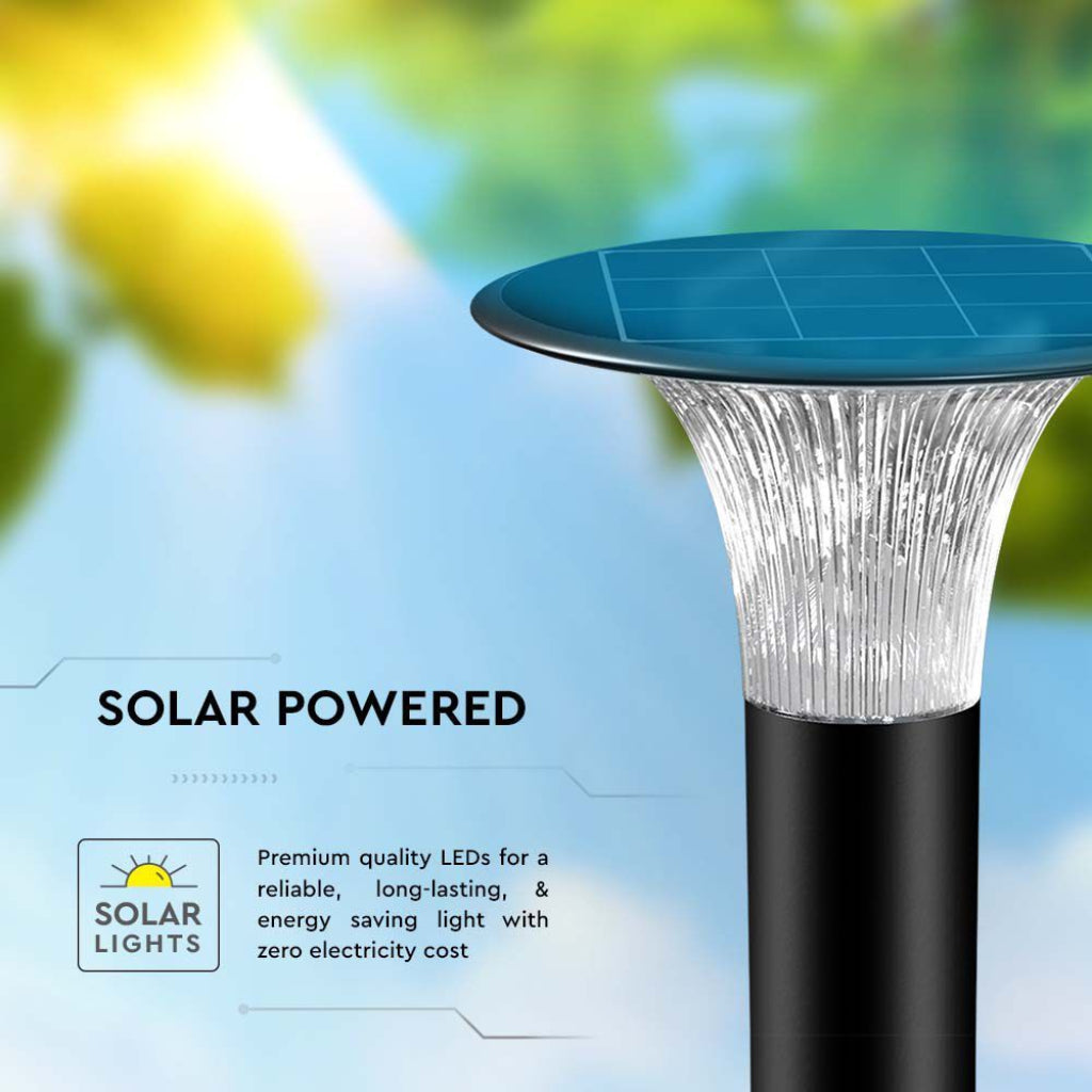 V-TAC Lampada LED Solare 15W da Terra con Palo e Batteria LiFePO4 3.2V Colore Nero CCT: 6000K+4000K IP65