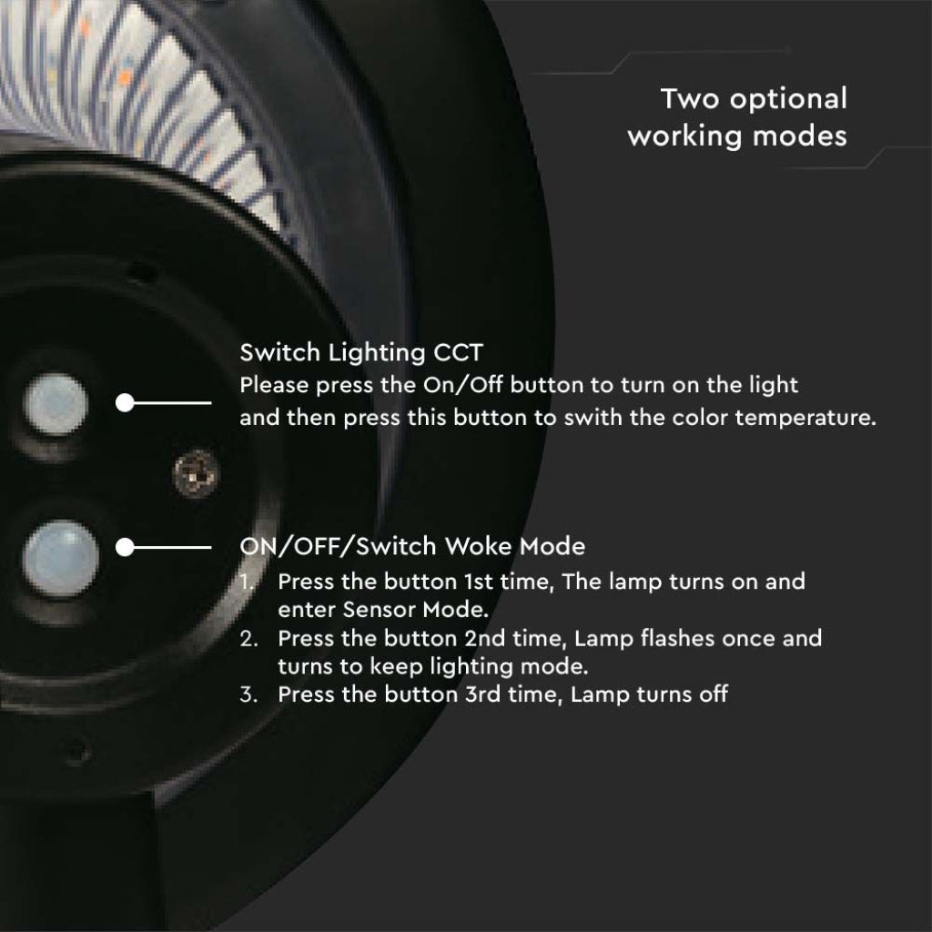 V-TAC Lampada LED Solare 15W da Terra con Palo e Batteria LiFePO4 3.2V Colore Nero CCT: 6000K+4000K IP65