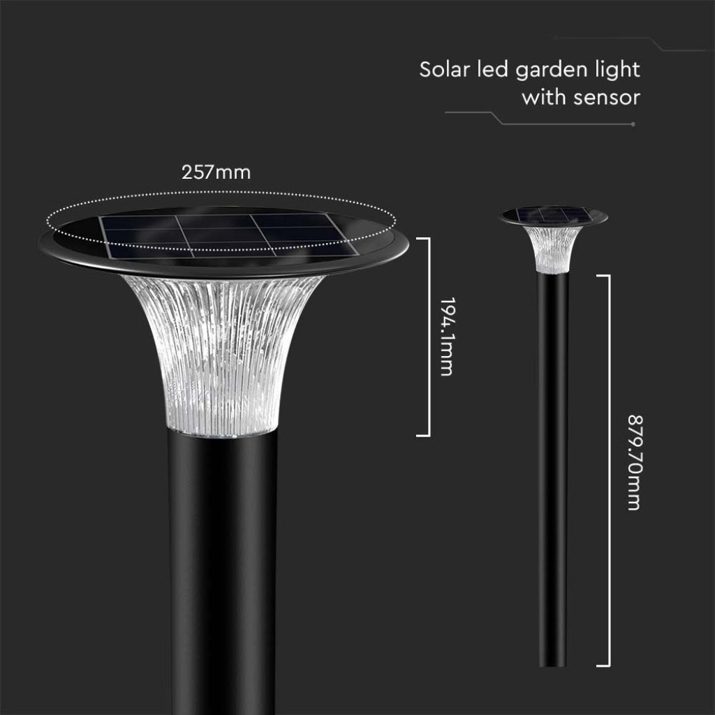 V-TAC Lampada LED Solare 15W da Terra con Palo e Batteria LiFePO4 3.2V Colore Nero CCT: 6000K+4000K IP65