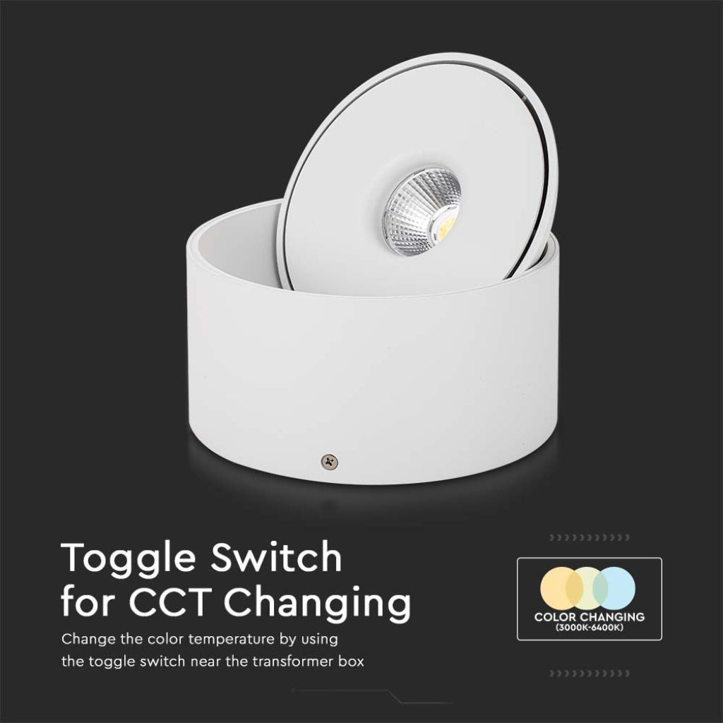V-TAC Faretto LED COB da Incasso Rotondo 20W Inclinabile Colore Bianco 3in1