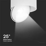 V-TAC Faretto LED COB da Incasso Rotondo 20W Inclinabile Colore Bianco 3in1