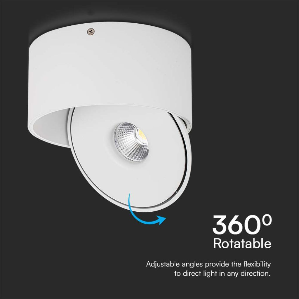V-TAC Faretto LED COB da Incasso Rotondo 20W Inclinabile Colore Bianco 3in1