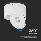 V-TAC Faretto LED COB da Incasso Rotondo 20W Inclinabile Colore Bianco 3in1