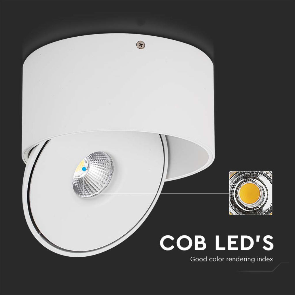 V-TAC Faretto LED COB da Incasso Rotondo 20W Inclinabile Colore Bianco 3in1