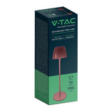 V-TAC Lampada LED da Tavolo 2.7W 105*340mm Colore Marrone ricaricabile con USB C Touch Dimmerabile 3in1
