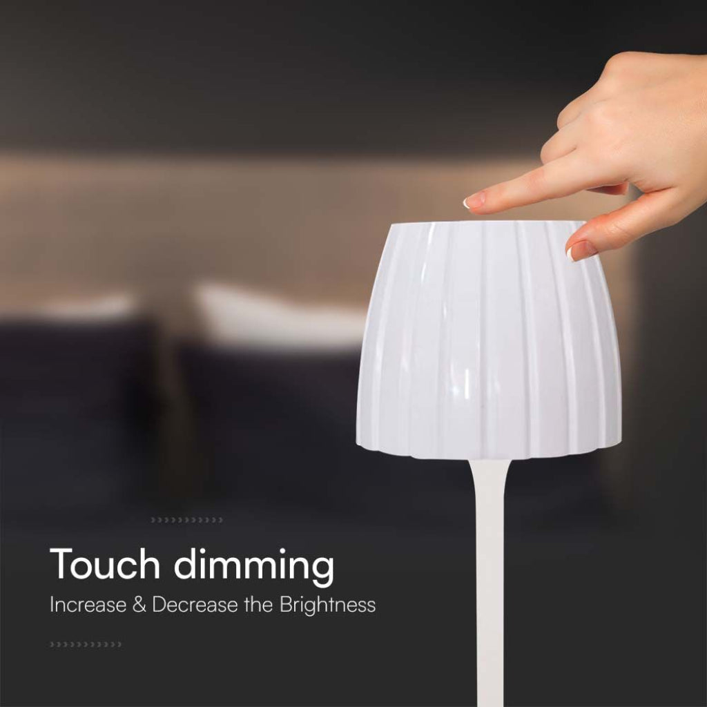 V-TAC Lampada LED da Tavolo 2.7W 105*340mm Colore Bianco ricaricabile con USB C Touch Dimmerabile 3in1