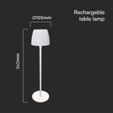 V-TAC Lampada LED da Tavolo 2.7W 105*340mm Colore Bianco ricaricabile con USB C Touch Dimmerabile 3in1
