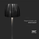 V-TAC Lampada LED da Tavolo 2.7W 105*340mm Colore Nero ricaricabile con USB C Touch Dimmerabile 3in1