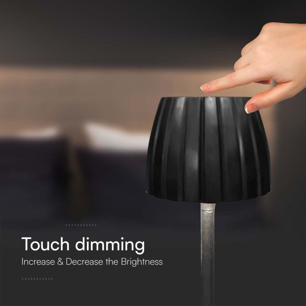 V-TAC Lampada LED da Tavolo 2.7W 105*340mm Colore Nero ricaricabile con USB C Touch Dimmerabile 3in1