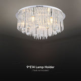 V-TAC Lampadario LED a Plafone dal Design in Cristalli con Portalampade E14x9 (Max 40W) Colore Argento H600xD290mm