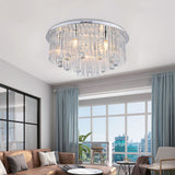 V-TAC Lampadario LED a Plafone dal Design in Cristalli con Portalampade E14x9 (Max 40W) Colore Argento H600xD290mm