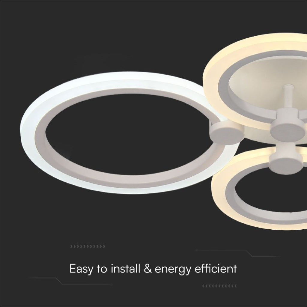 V-TAC Lampadario LED a Plafone con Telecomando 51W dal Design Moderno e Fascio Luminoso 360° Colore Bianco 600x400x100mm Dimmerabile CCT 3in1