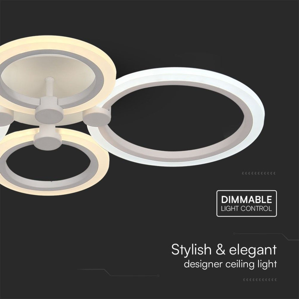 V-TAC Lampadario LED a Plafone con Telecomando 51W dal Design Moderno e Fascio Luminoso 360° Colore Bianco 600x400x100mm Dimmerabile CCT 3in1