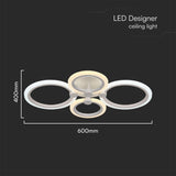V-TAC Lampadario LED a Plafone con Telecomando 51W dal Design Moderno e Fascio Luminoso 360° Colore Bianco 600x400x100mm Dimmerabile CCT 3in1