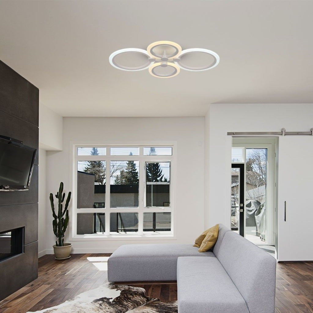 V-TAC Lampadario LED a Plafone con Telecomando 51W dal Design Moderno e Fascio Luminoso 360° Colore Bianco 600x400x100mm Dimmerabile CCT 3in1