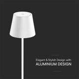 V-TAC Lampada LED da Tavolo 1.5W Colore Bianco in Alluminio con caricatore Wireless e Touch Dimmerabile 3000K IP54
