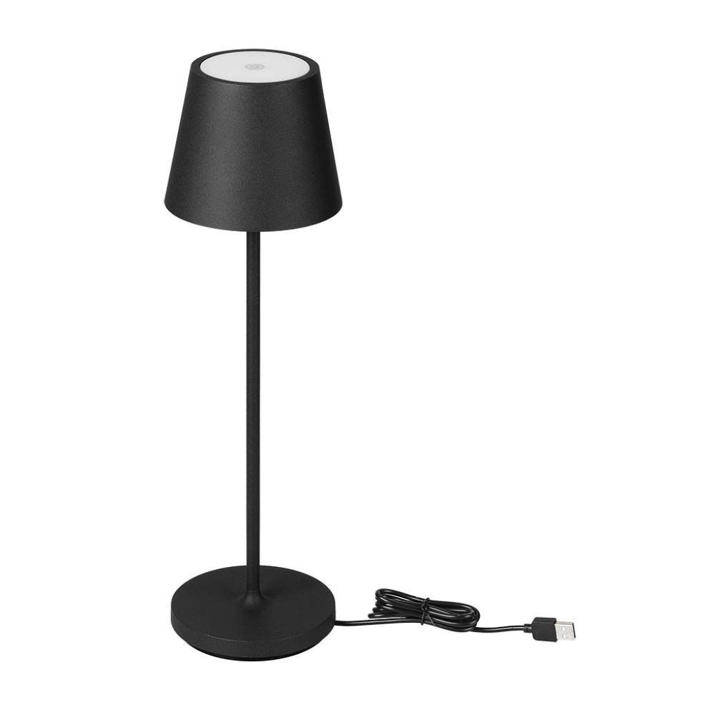 V-TAC Lampada LED da Tavolo 1.5W Colore Nero in Alluminio con caricatore Wireless e Touch Dimmerabile 3000K IP54