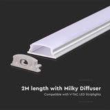 V-TAC Profilo in Alluminio Flessibile Colore Bianco per Strip LED Copertura Satinata 2000 x 18 x 6mm