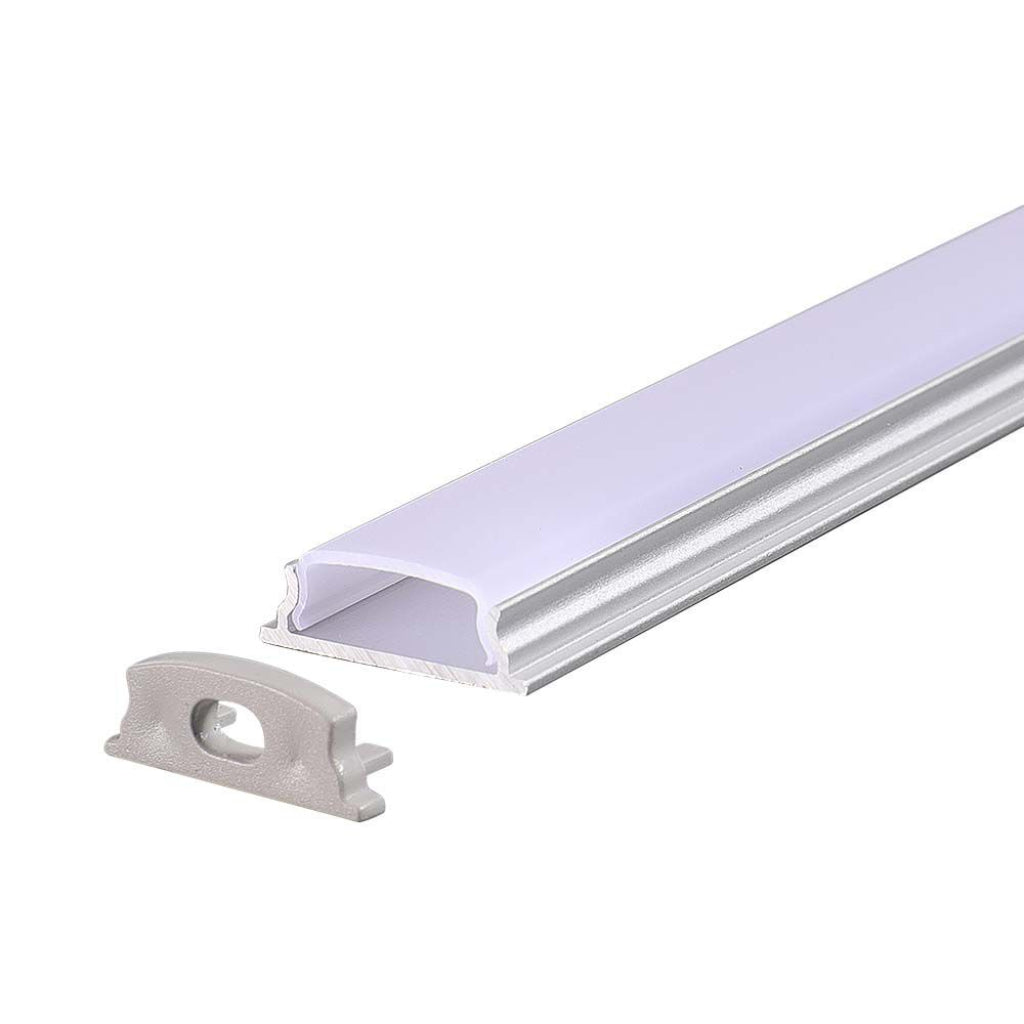 V-TAC Profilo in Alluminio Flessibile Colore Bianco per Strip LED Copertura Satinata 2000 x 18 x 6mm