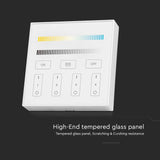 V-TAC Controller LED WiFi da Parete a 4 Zone con Dimmer Monocolore CCT per Strip LED, Modulazione GFSK Distanza Controllo 30m Input 3V IP20