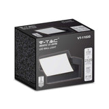 V-TAC Lampada LED da Muro Rettangolare 17W 120LM/W Colore Nero Ruotabile 4000K IP65