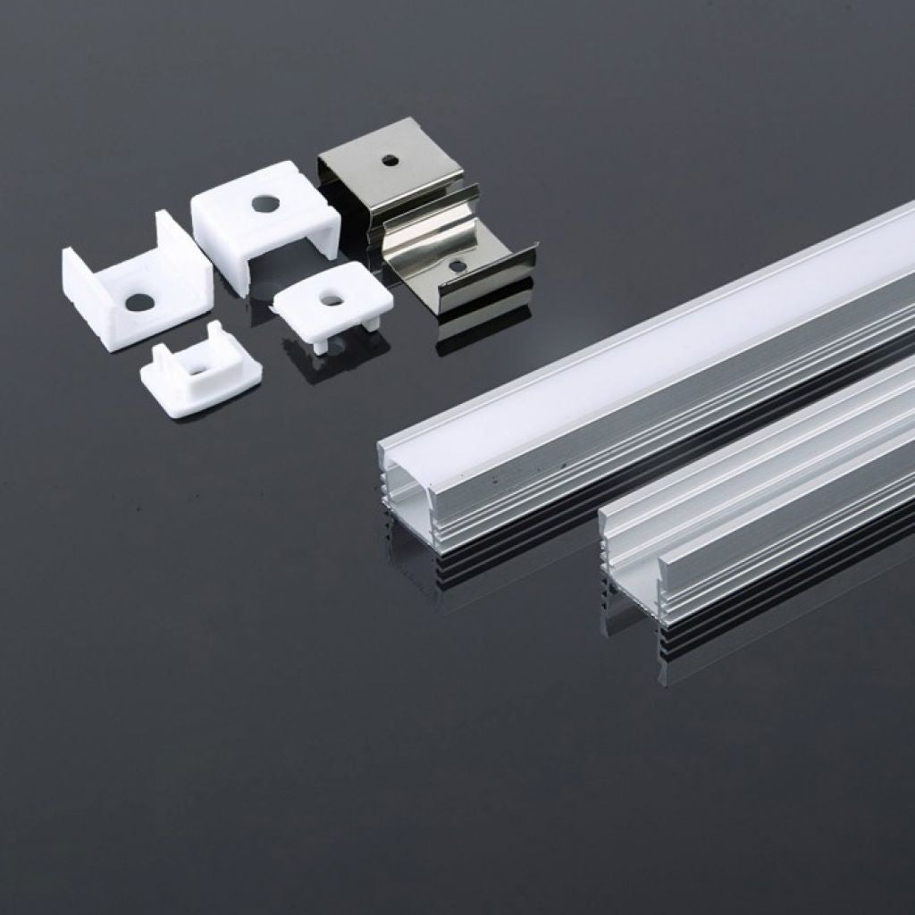 V-TAC Profilo Lineare per Strip LED con larghezza fino a 12.4mm in Alluminio Colore Silver con Copertura Opaca 2000x17.4x12.1mm