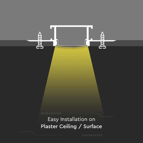 V-TAC Profilo in Alluminio Colore Silver per Doppia Strip LED ad Incasso per Cartongesso (Max l: 20,7mm) Copertura Satinata 2000 x 61,5mm