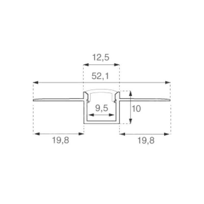 V-TAC Profilo in Alluminio Colore Silver per Strip LED ad Incasso per Cartongesso (Max l: 9,5mm) Copertura Satinata 2000 x 60mm