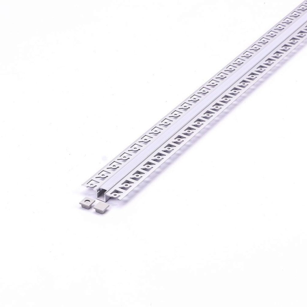 V-TAC Profilo in Alluminio Colore Silver per Strip LED ad Incasso per Cartongesso (Max l: 9,5mm) Copertura Satinata 2000 x 60mm