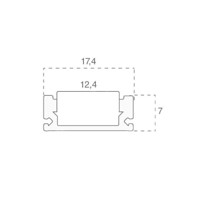 V-TAC Profilo in Alluminio Colore Bianco per Strip LED (Max l: 12,4mm) 2000 x 17,4 x 7mm