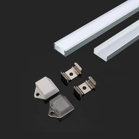 V-TAC Profilo in Alluminio Colore Silver per Strip LED (Max l: 12,5mm) Copertura Satinata 2000 x 15,55 x 5,9mm