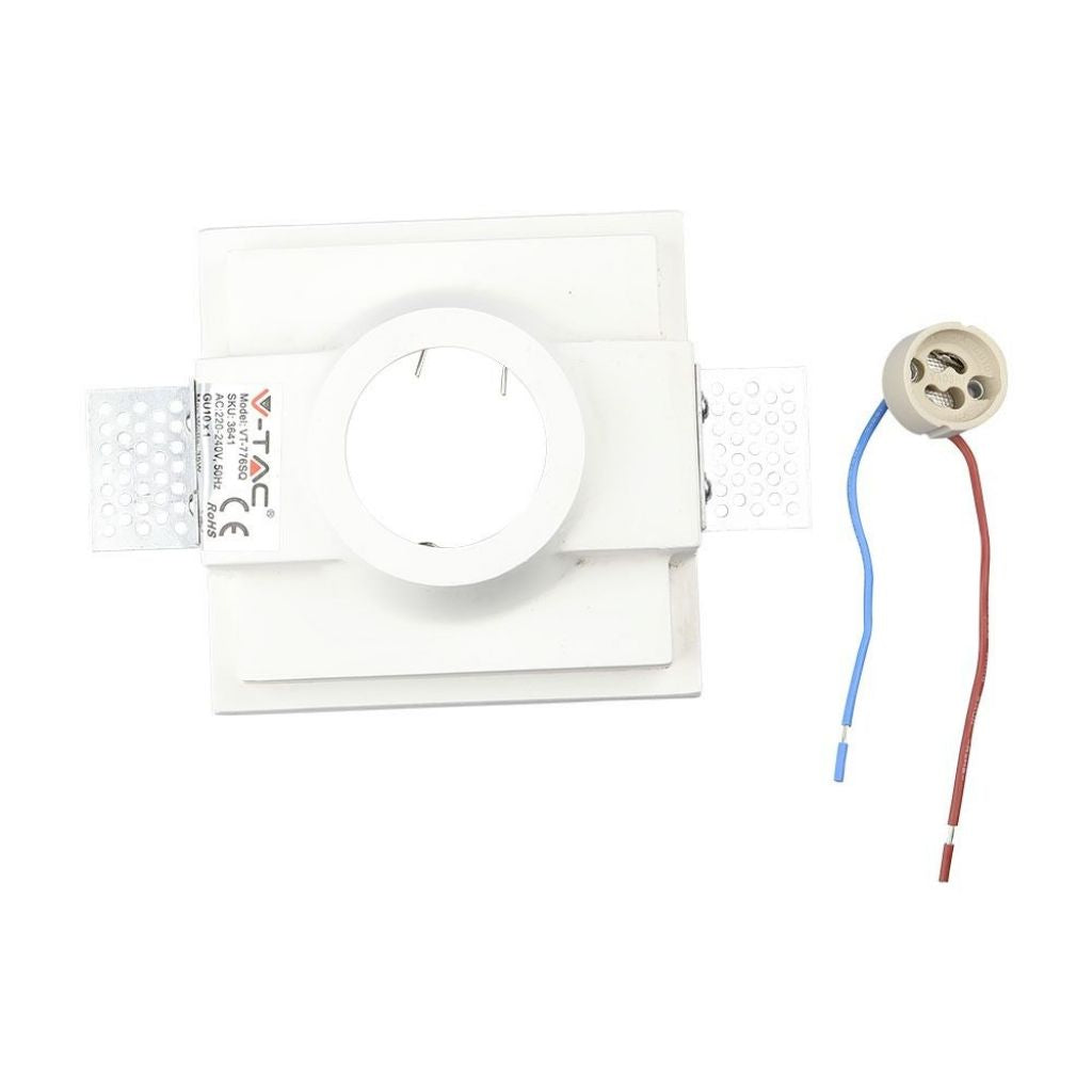 V-TAC Portafaretto LED da Incasso Quadrato GU10 e GU5.3 (MR16) Corpo in Gesso Bianco