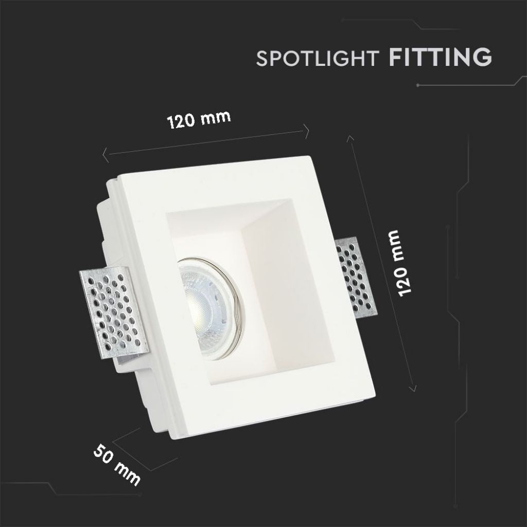 V-TAC Portafaretto LED da Incasso Quadrato GU10 e GU5.3 (MR16) Corpo in Gesso Bianco