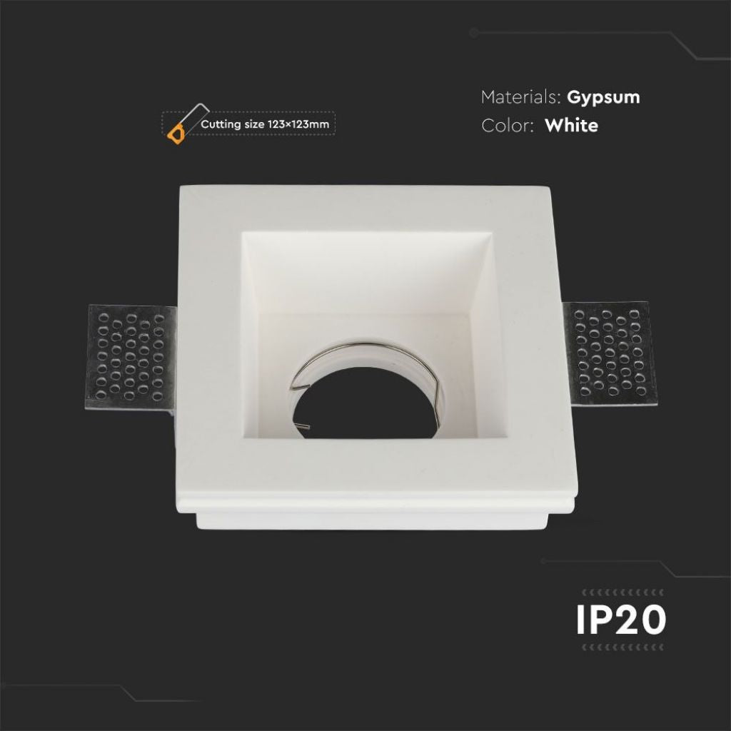 V-TAC Portafaretto LED da Incasso Quadrato GU10 e GU5.3 (MR16) Corpo in Gesso Bianco