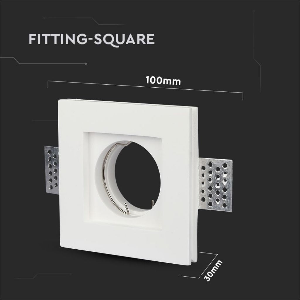 V-TAC Portafaretto LED da Incasso Quadrato GU10 e GU5.3 (MR16) Corpo in Gesso Bianco