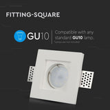 V-TAC Portafaretto LED da Incasso Quadrato GU10 e GU5.3 (MR16) Corpo in Gesso Bianco