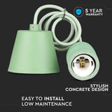 V-TAC Lampadario LED a Cilindro in Calcestruzzo con Portalampada E27 (Max 60W) Colore Verde