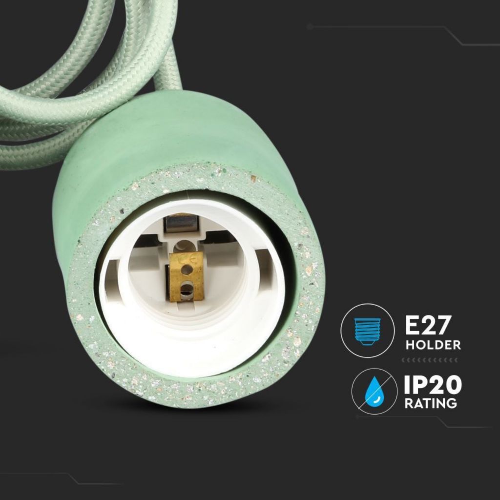 V-TAC Lampadario LED a Cilindro in Calcestruzzo con Portalampada E27 (Max 60W) Colore Verde