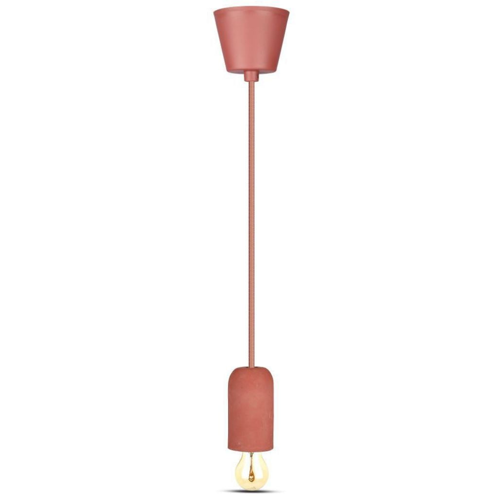 V-TAC Lampadario LED a Cilindro in Calcestruzzo con Portalampada E27 (Max 60W) Colore Rosso