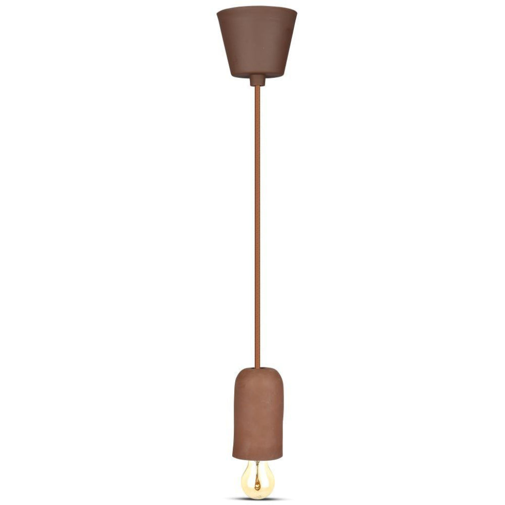 V-TAC Lampadario LED a Cilindro in Calcestruzzo con Portalampada E27 (Max 60W) Colore Marrone